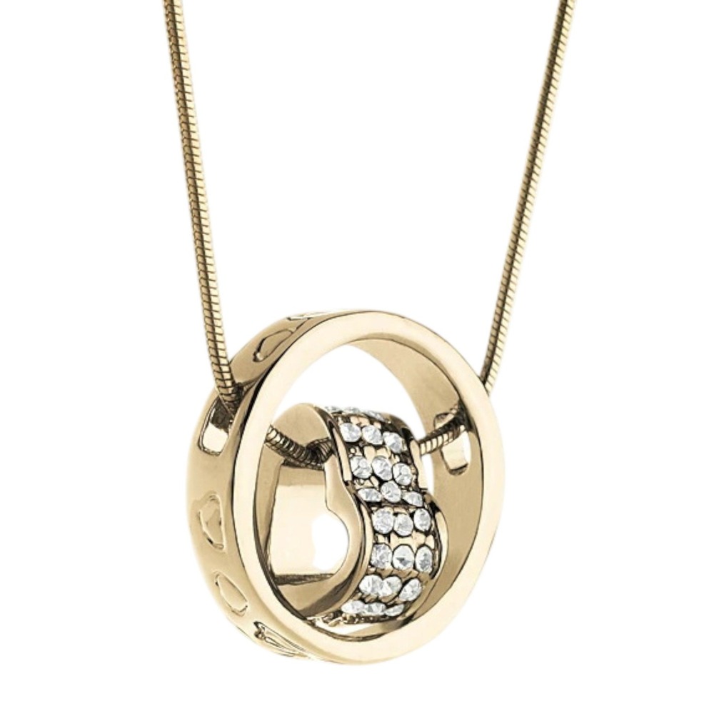 Heart Circle Spinner Pendant Gold Overlay Necklace Made with Swarovski Crystal